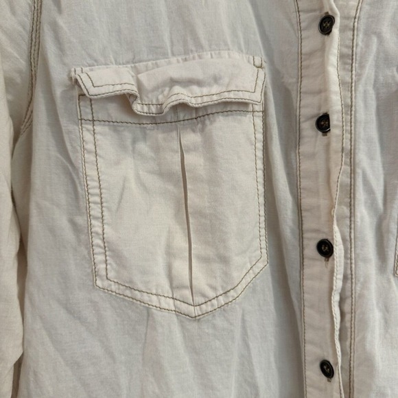 Free People Last Chance Button Up Shirt‎ Tunic Length Cream M lightweight Boho - Picture 5 of 14